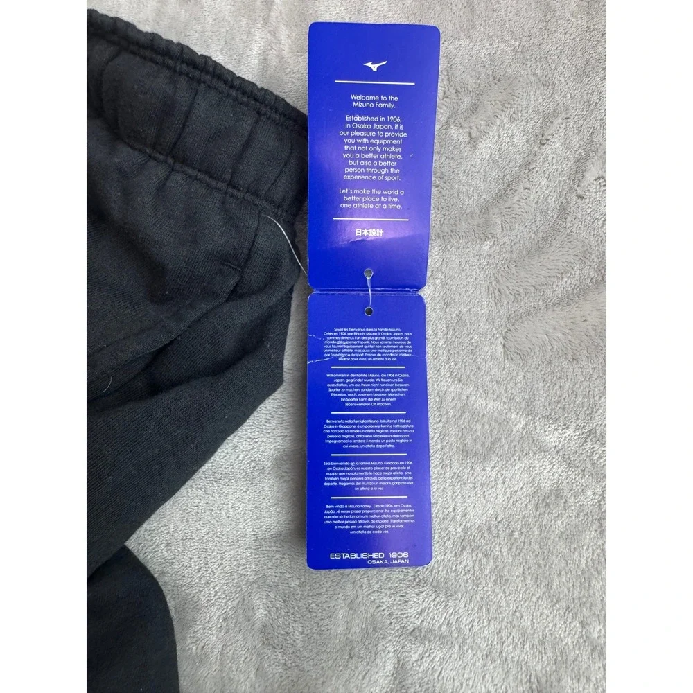 Mizuno Performance Mens Small Black Fleece Lined Tapered Jogger Sweatpants NWT